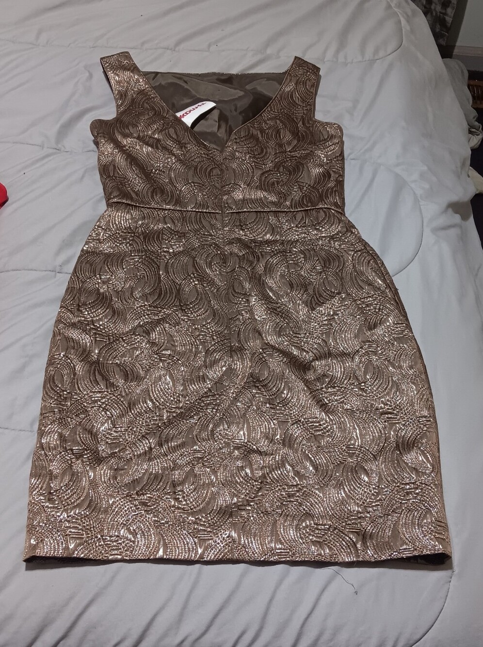 Banana Republic Metallic Rose Gold Brocade Sheath Dress